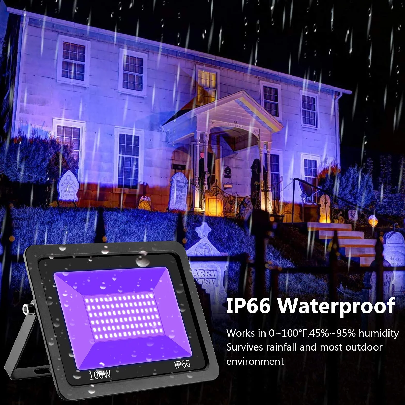 Eleganted Proiettore Luce Nera Blacklight di 100W, lampada UV effetto della luce ultravioletta impermeabile IP66 con l'interruttore acceso/spento per il partito, il DJ, la fase