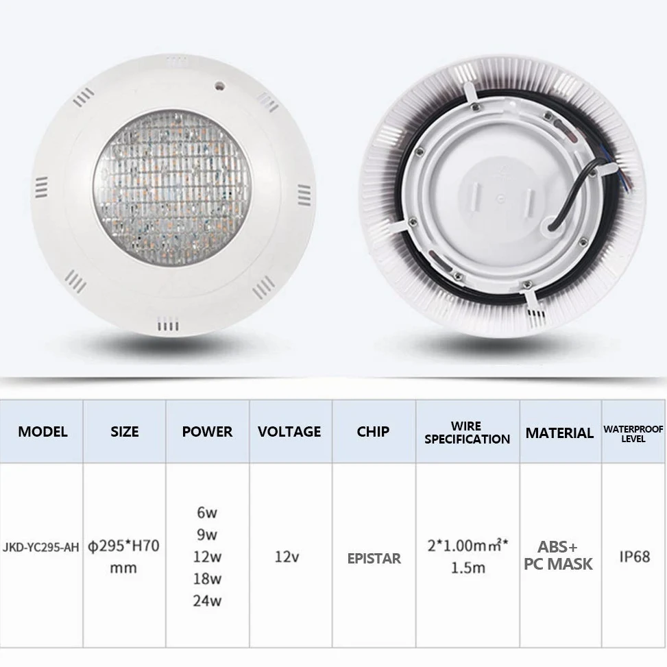 Lampada da parete da parete Piscina a LED, telecomando IP68 luci subacquee con telecomando AC12V decorazione di luci subacquee per illuminazione subacquea, illuminazione del paesaggio ( Size : 24W )