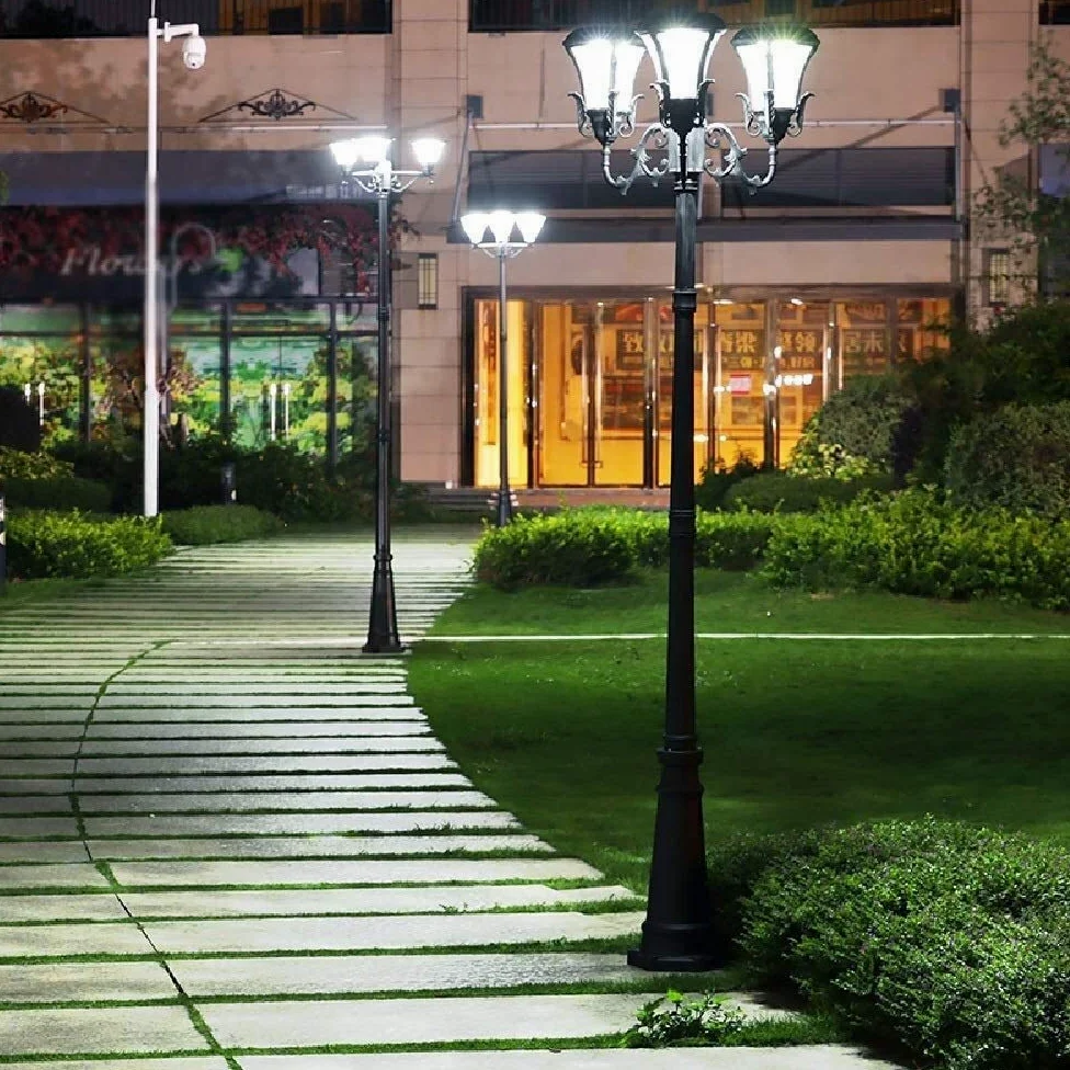 Lampione Da Esterno, Lampada Da Esterno Pressofusa, 3 Led, Lampada Solare In Alluminio, Palo Alto 2,93 M, Lanterna Stradale, Lampada A Colonna A Energia Solare Impermeabile, Illuminazione Tecnica Per