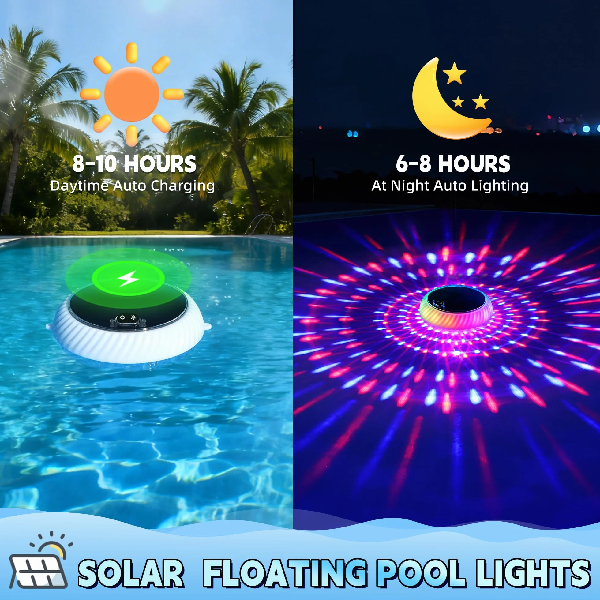 AearKing Luci Galleggianti per Piscina,Luce Piscina Solare con Telecomando,Luci Piscina RGB con Luminosi Dinamici,Luci Piscina IP68 Impermeabili,Luci Galleggianti LED per Piscina, Laghetti - 2 Pezzi