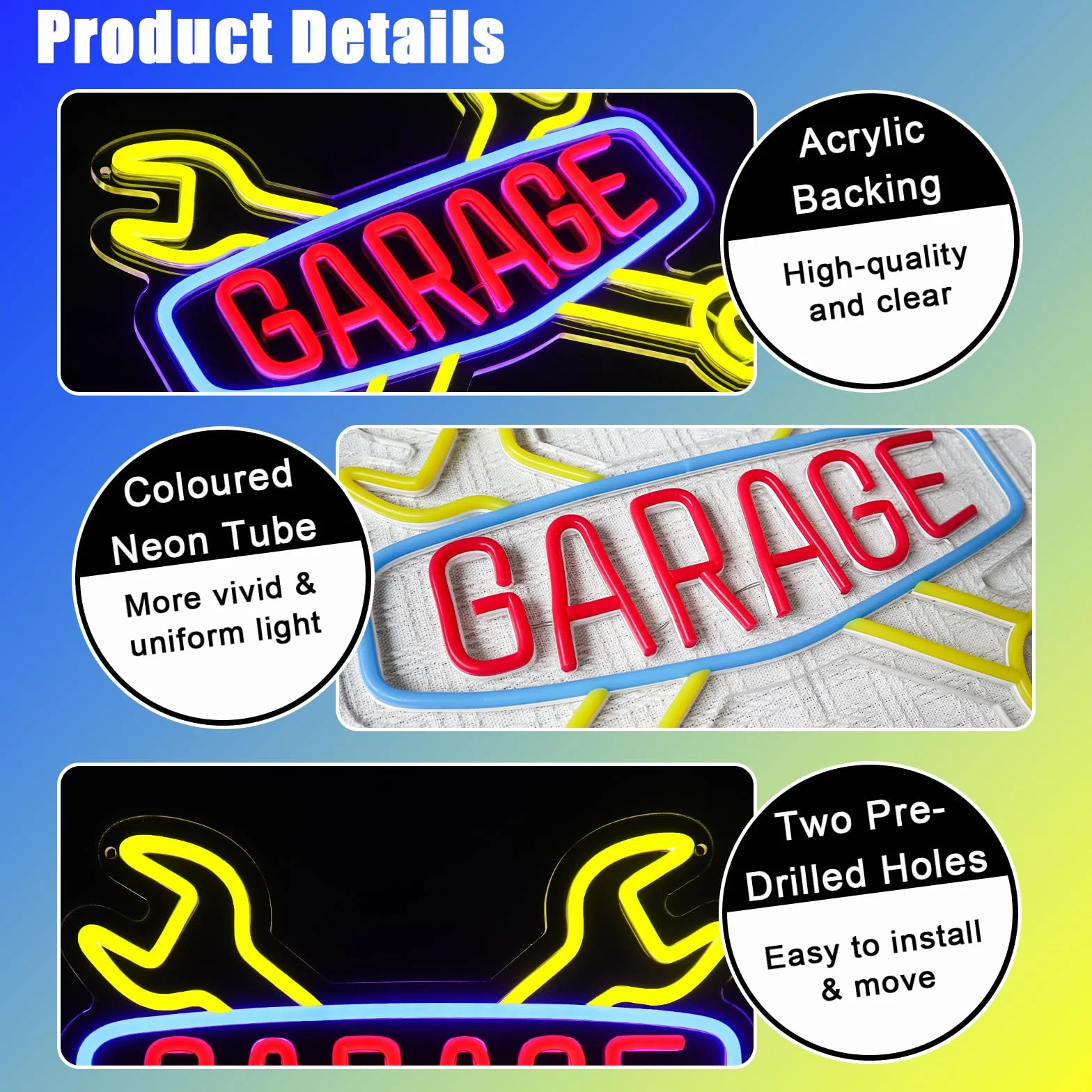 Segno al Neon per Garage - Segno al Neon Check Engine per Decorazione da Parete, Luce al Neon da Parete USB a LED per Autorimessa, Caverna dell'Uomo, Camera per Auto, Officina di Riparazione