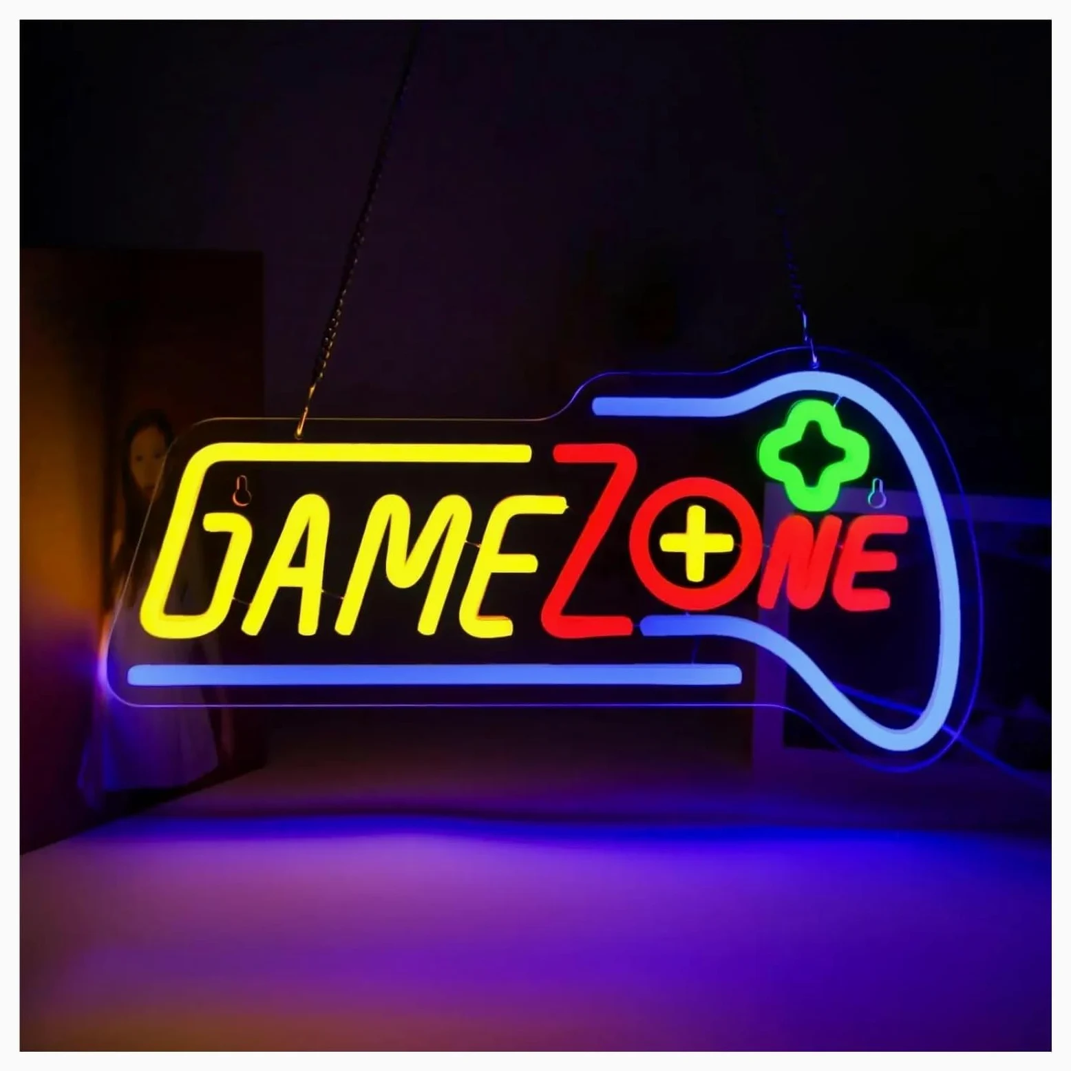 Insegna al Neon LED Insegne Al Neon A LED Dimmerabili Game Zone Per Sala Giochi, Camera Da Letto, Ragazzi, Casa, Decorazioni Per Feste Di Videogiochi,41x20cm