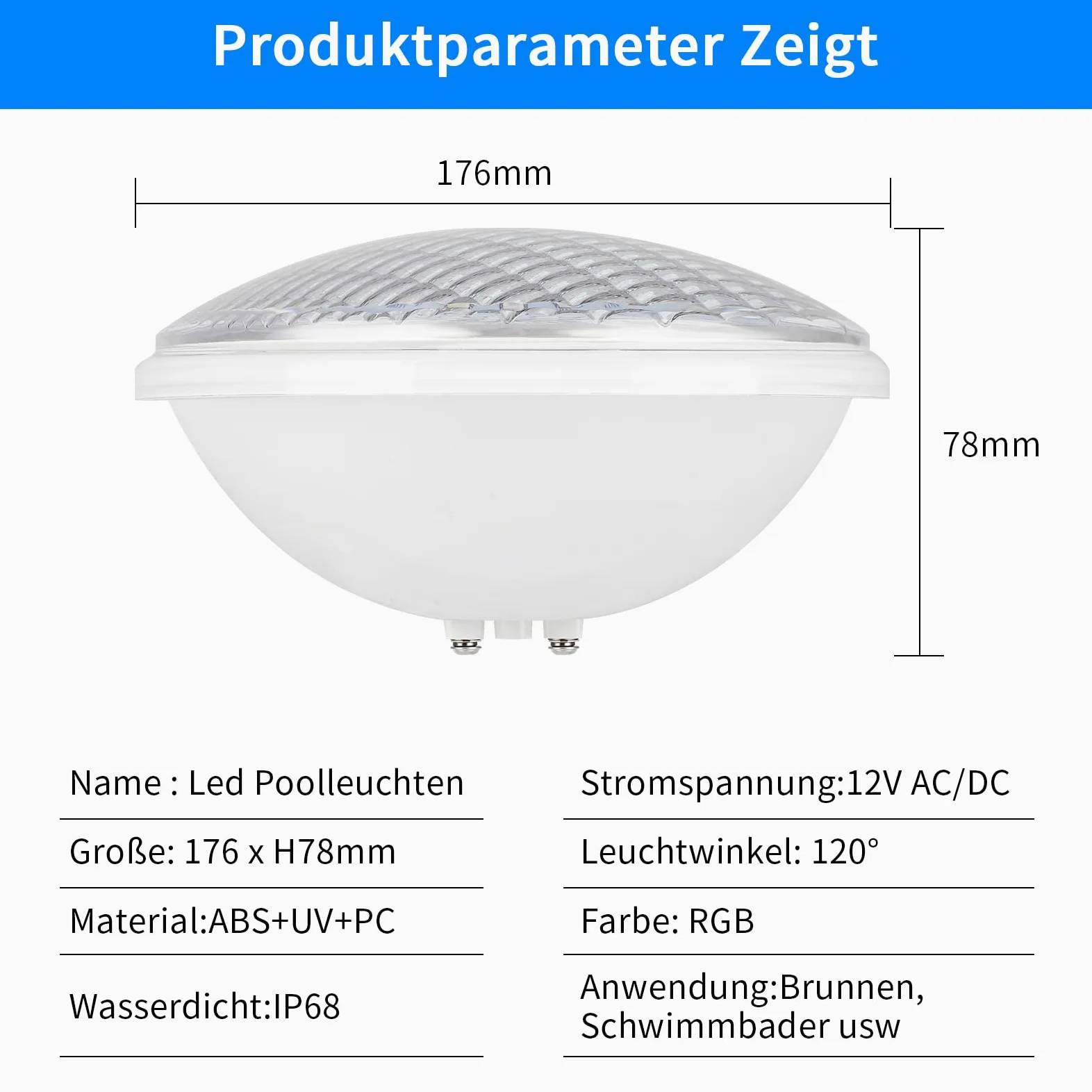 COOLWEST 54W LED Illuminazione della piscina, luce subacquea RGB Multi Color LED Pond Illuminazione, PC Impermeabile 12V AC/DC con telecomando per piscina o spa del bagno dell'acquario