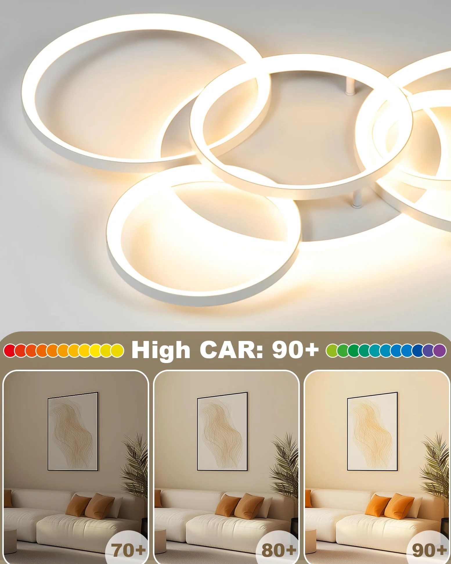 Plafoniera LED Soffitto Moderna, Lampadario Camera da Letto 86 * 60cm，Plafoniera LED Dimmerabile 3000K-6000K per Soggiorno Camera da Letto Sala da Pranzo 75W