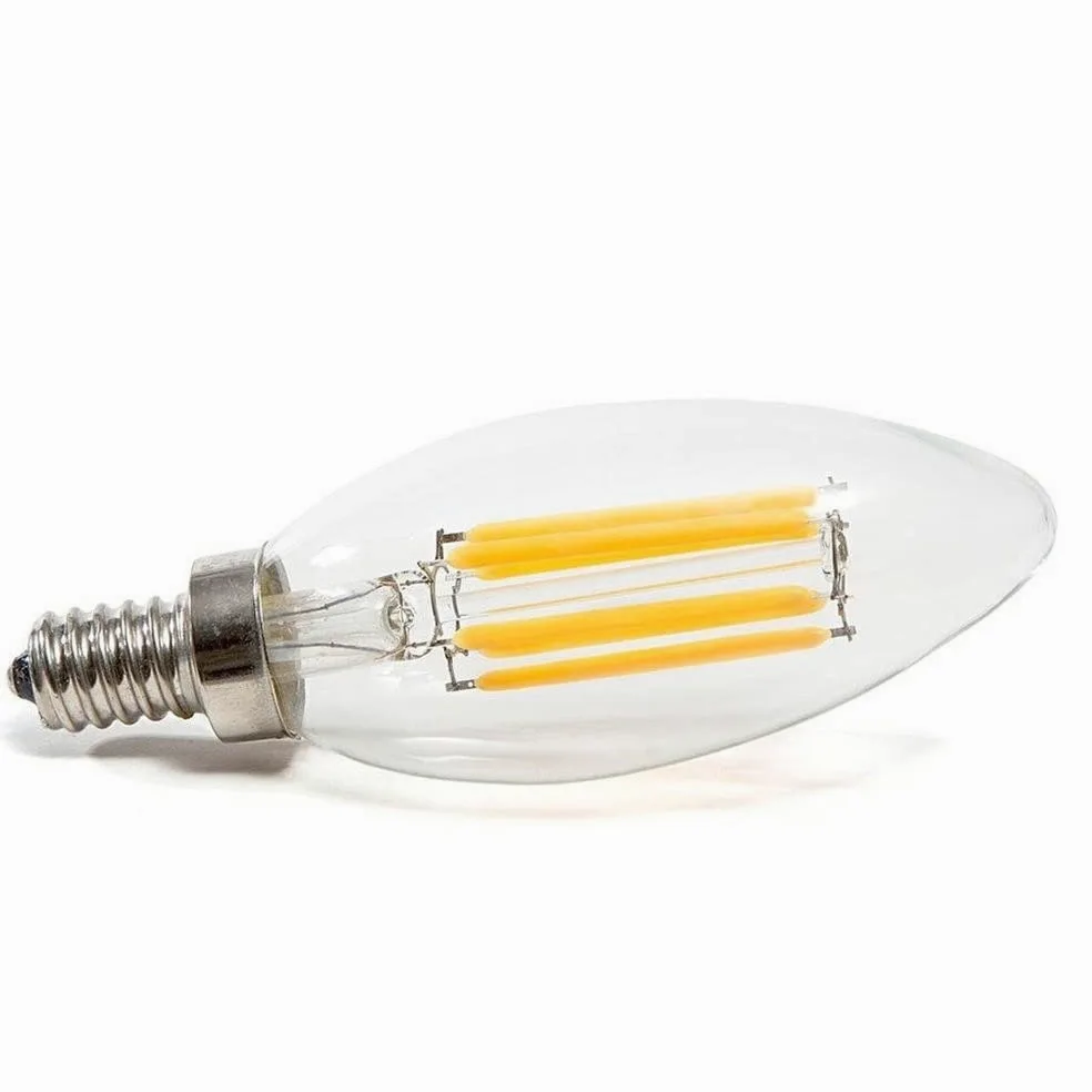 RZL Lighting, Confezione da 50, Lampadine a Candela a Filamento LED AC220V 2W/4W/6W E14 Illuminazione a 360 Gradi Lampada a Lampadina a LED(Warm White,6W)