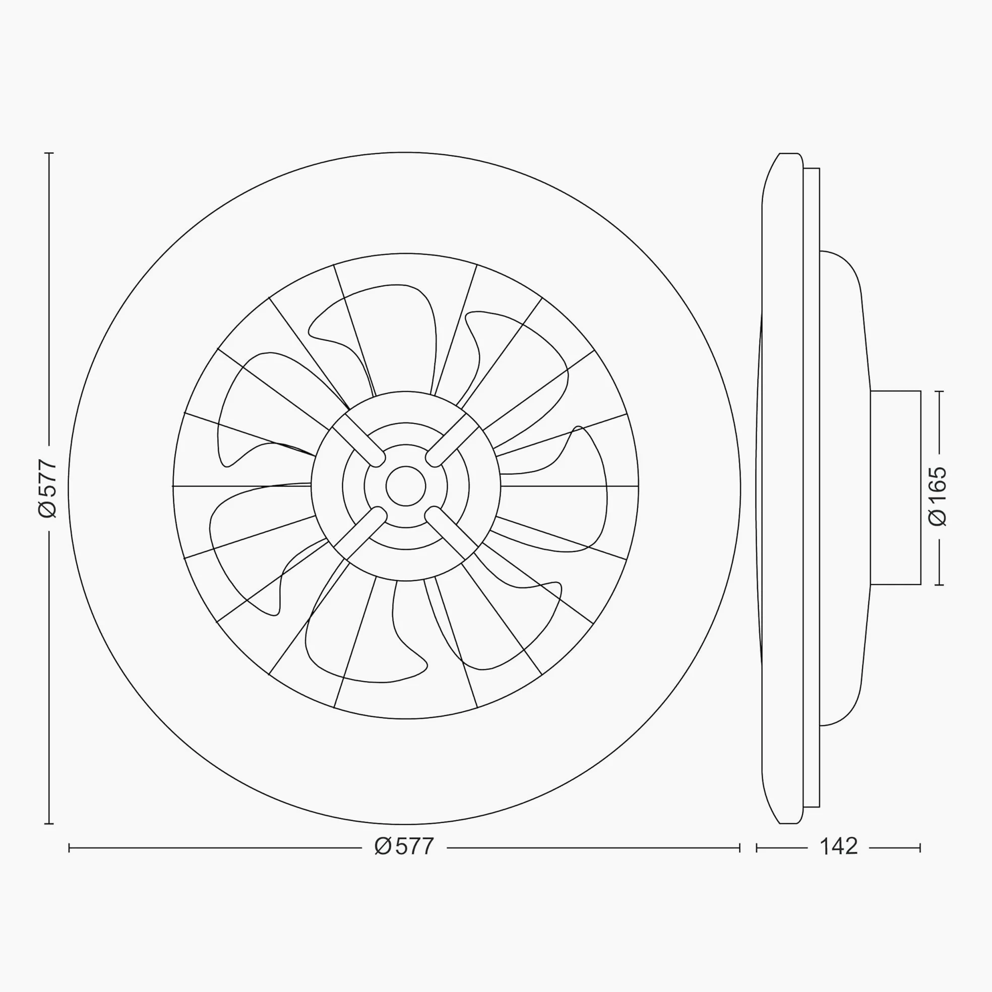 Amigo Fan Light Flat LED 25W+60W Remote Control round - sparkle
