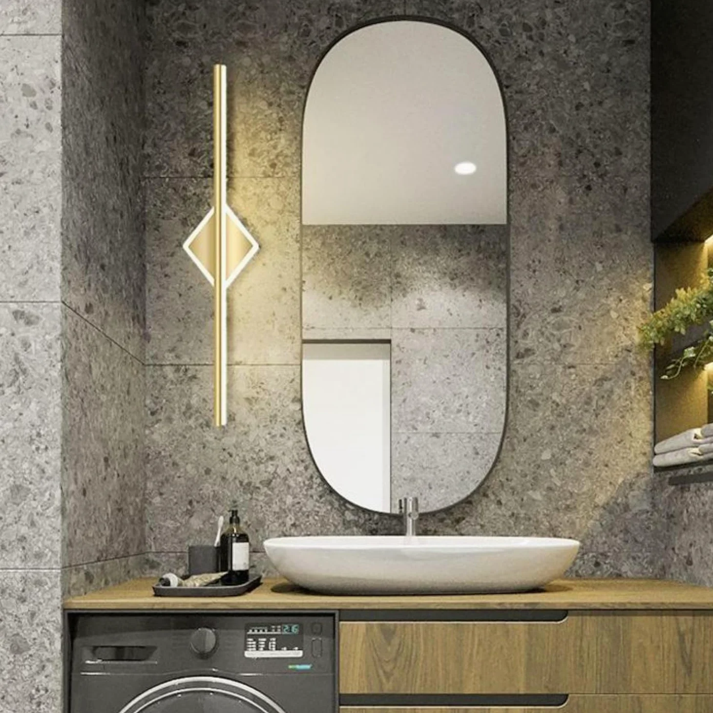 Luce specchio bagno Oro/Nero Lampada Specchio Bagno Luce per Specchio Bagno LED Moderna Illuminazione da Parete (Diamante d'oro, 80 centimetri)