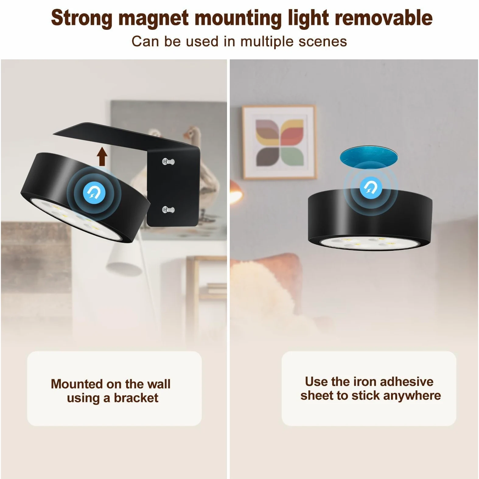 TTQ 4 luci magnetiche per quadri, funzionamento a batteria, con telecomando e timer dimmerabile, luce nera senza fili, decorazione per pareti, cornici e ritratti