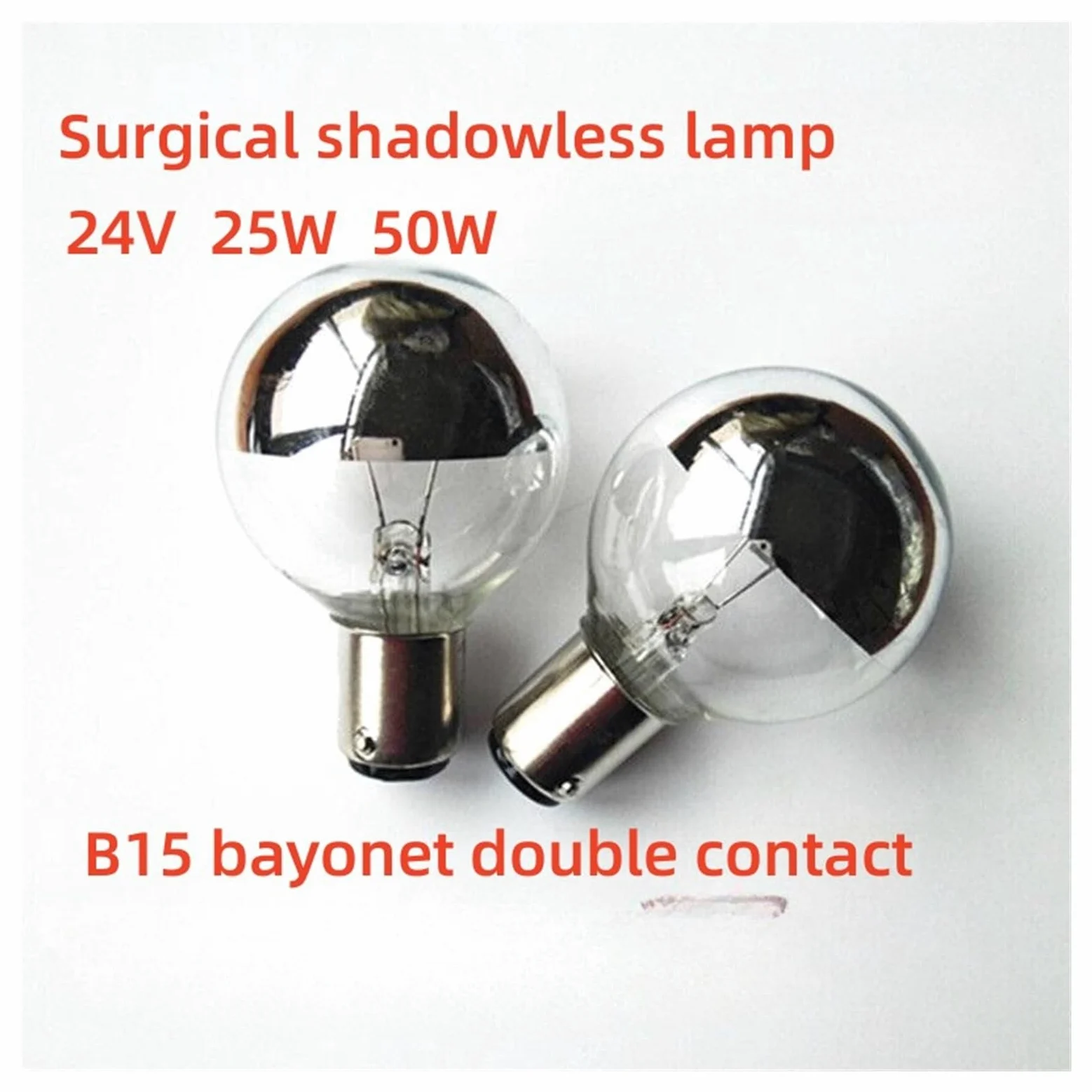 10 Pezzi 24 V 25 W 50 W Doppio Contatto BA15d Lampada Adatta for lampade chirurgiche 24 V 25 W H016164 Mezza Ciotola Argentata Lampadina Senza Ombre(24V 25W)