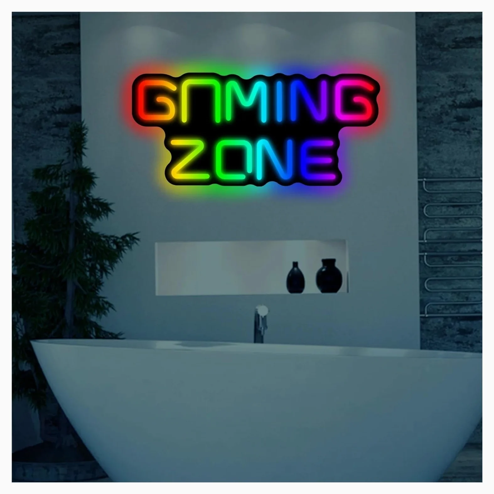 Insegna al Neon LED Insegna Al Neon Gaming Zone Con Luce Dimmerabile Per Sala Giochi Taverna, Camera Da Letto Amante Dei Videogiochi Negozio Festa Decorazione 40.6cmx18.6cm