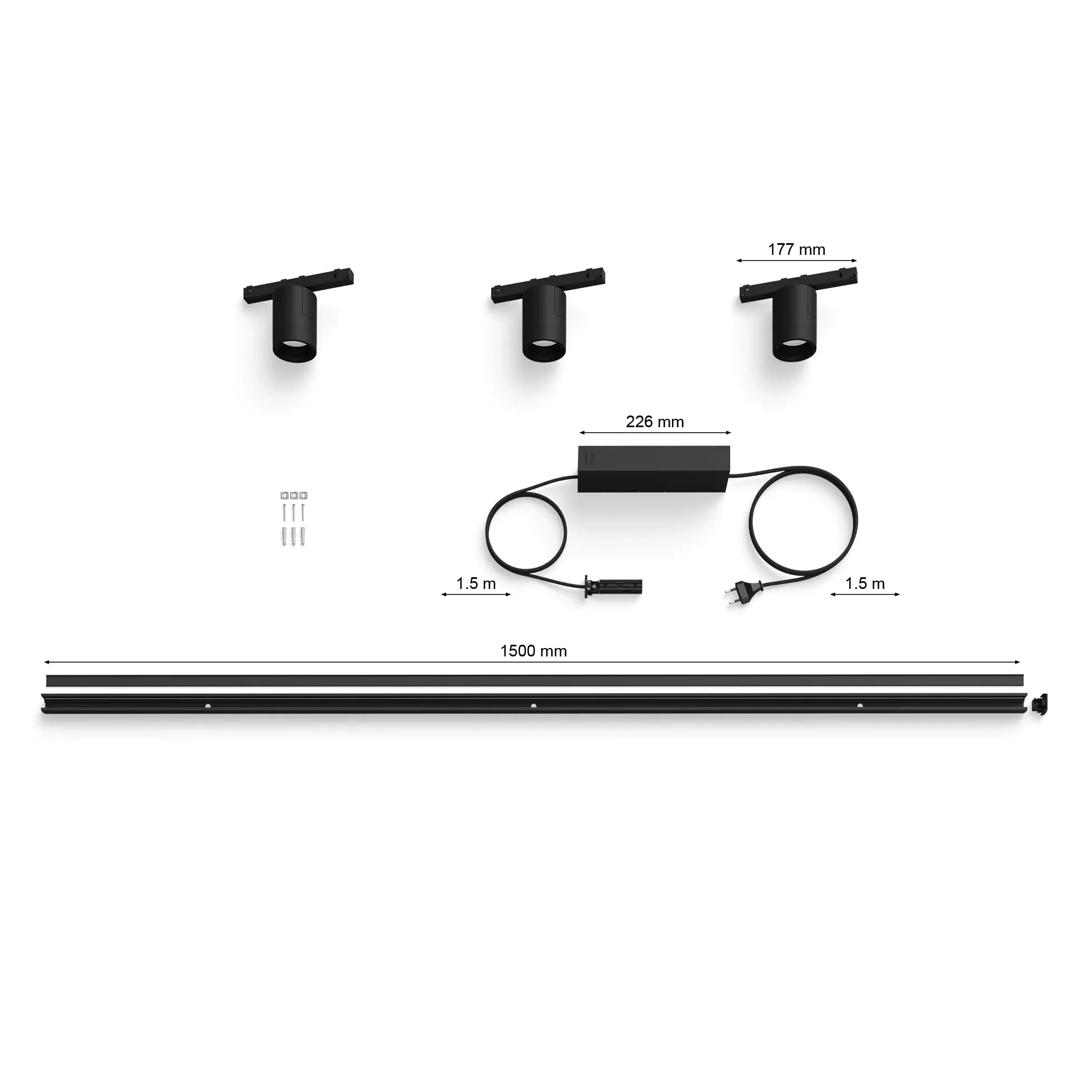 Philips Hue White and Color Ambiance, Perifo, Kit di Illuminazione a Binario da parete, Kit con 3 Faretti, 16.8 W, Nero