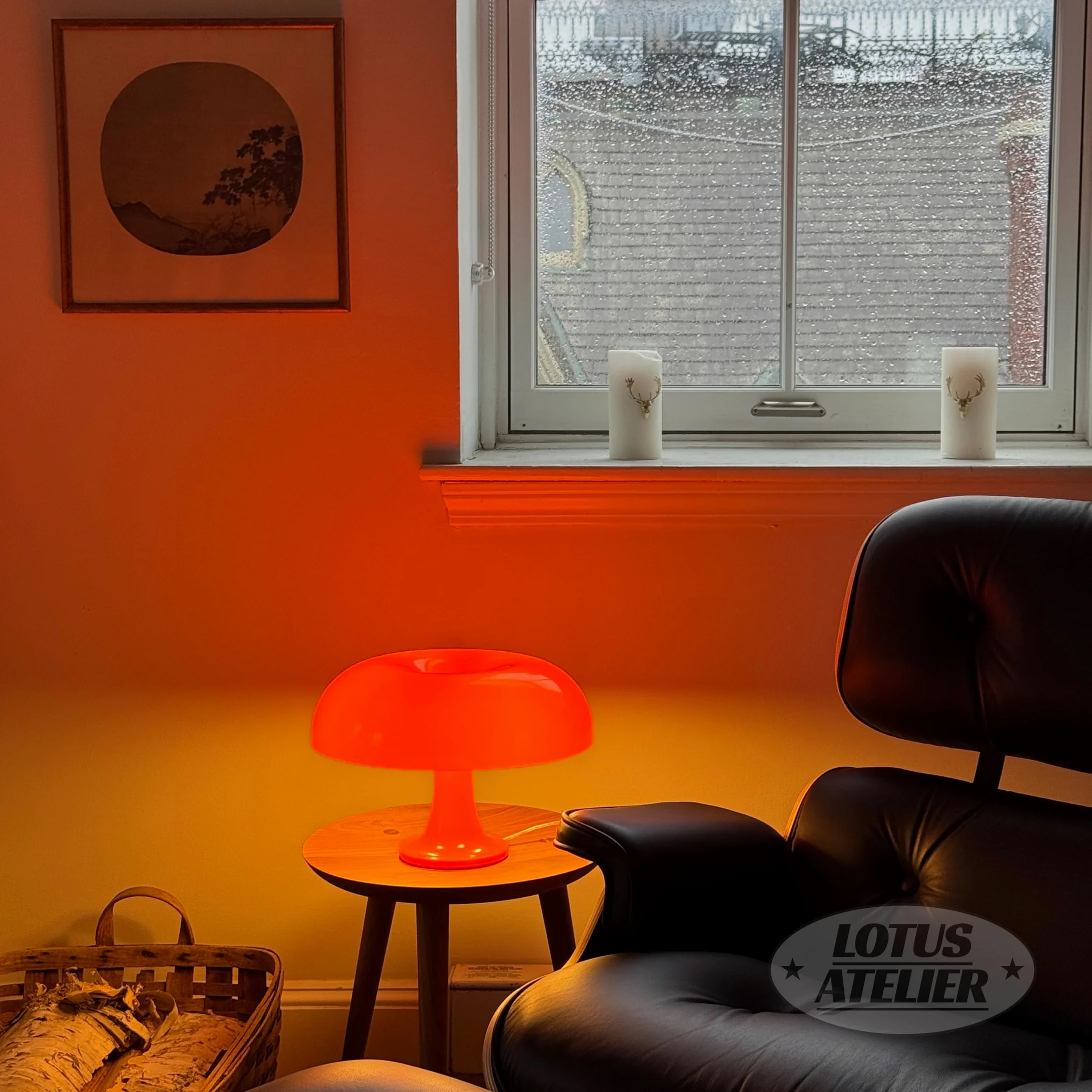 Lotus Atelier Lampada a fungo arancione per stanza, illuminazione estetica moderna per camera da letto, decorazione retrò per soggiorno (arancione)