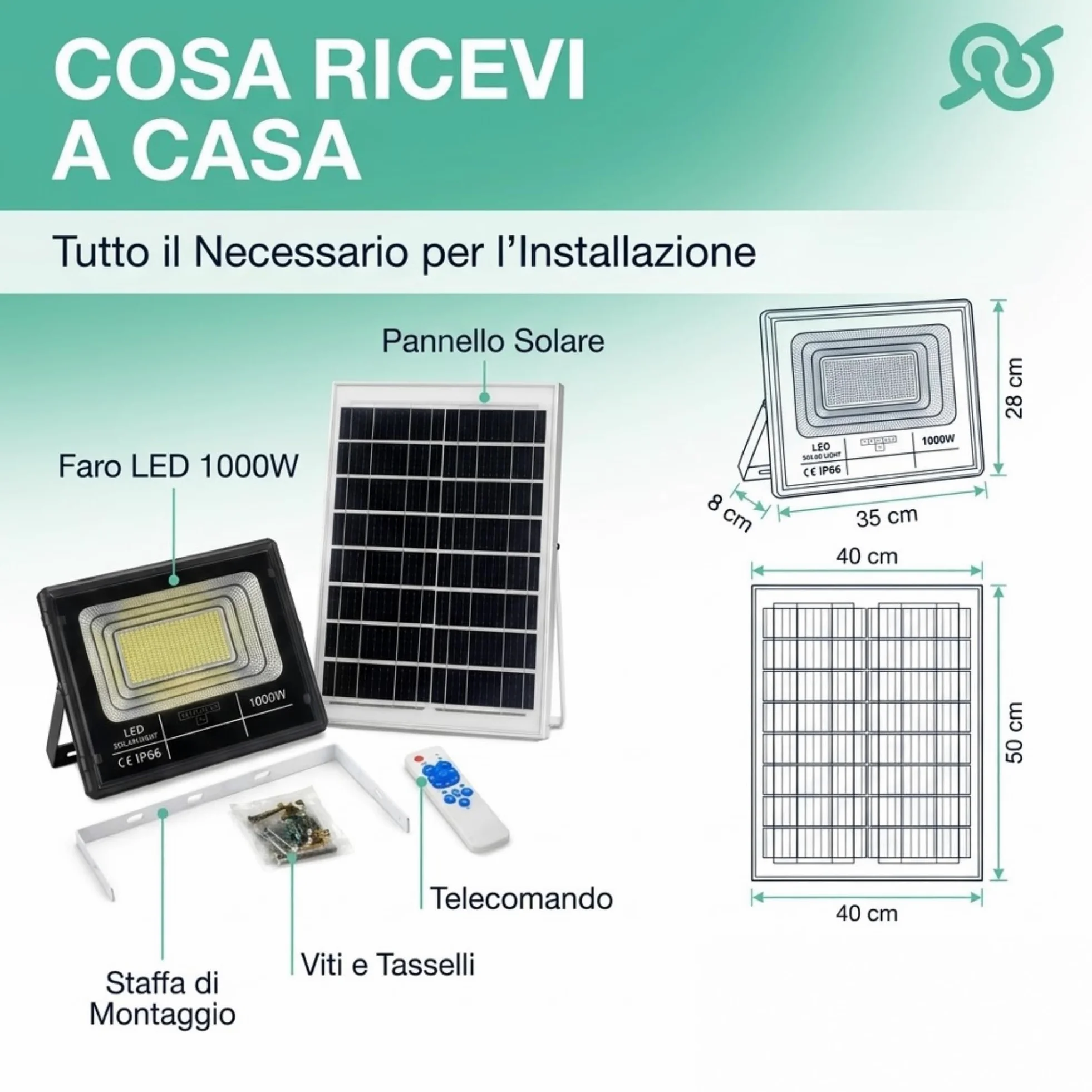 tempo di saldi Faro Led Esterno con Pannello Solare 1000w - Faro Solare da Esterno Potente con Telecomando, Luce Esterna Impermeabile per Giardino e Cortile, Fari a Led ad Alta Efficienza