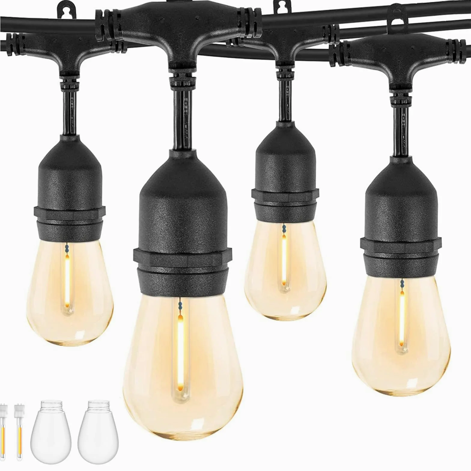 ZOTOYI Catena Luminosa Esterno 30M, S14 Luci da Esterno Giardino con 30+2 LED Lampadina, IP65 Impermeabile Catena di Lampadine da Esterno per Giardino Terrazzo Balcone Festa Gazebo, 2700K
