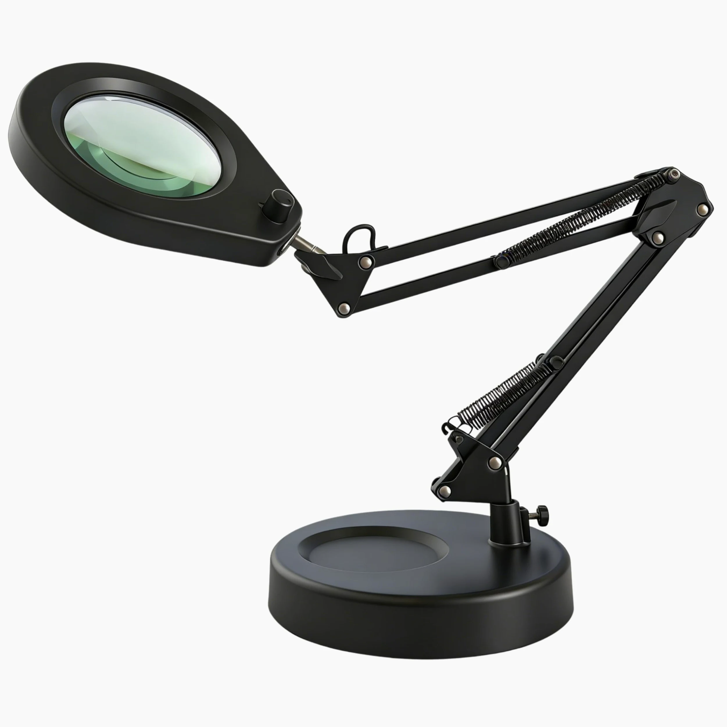 Lampada di Ingrandimento con Base e Morsetto, Lente Illuminata 105 mm 5x, Luce Regolabile (5 Colori, 10 Livelli, 790 LM), Braccio Orientabile Regolabile - Mani Libere per Lavori di Precisione