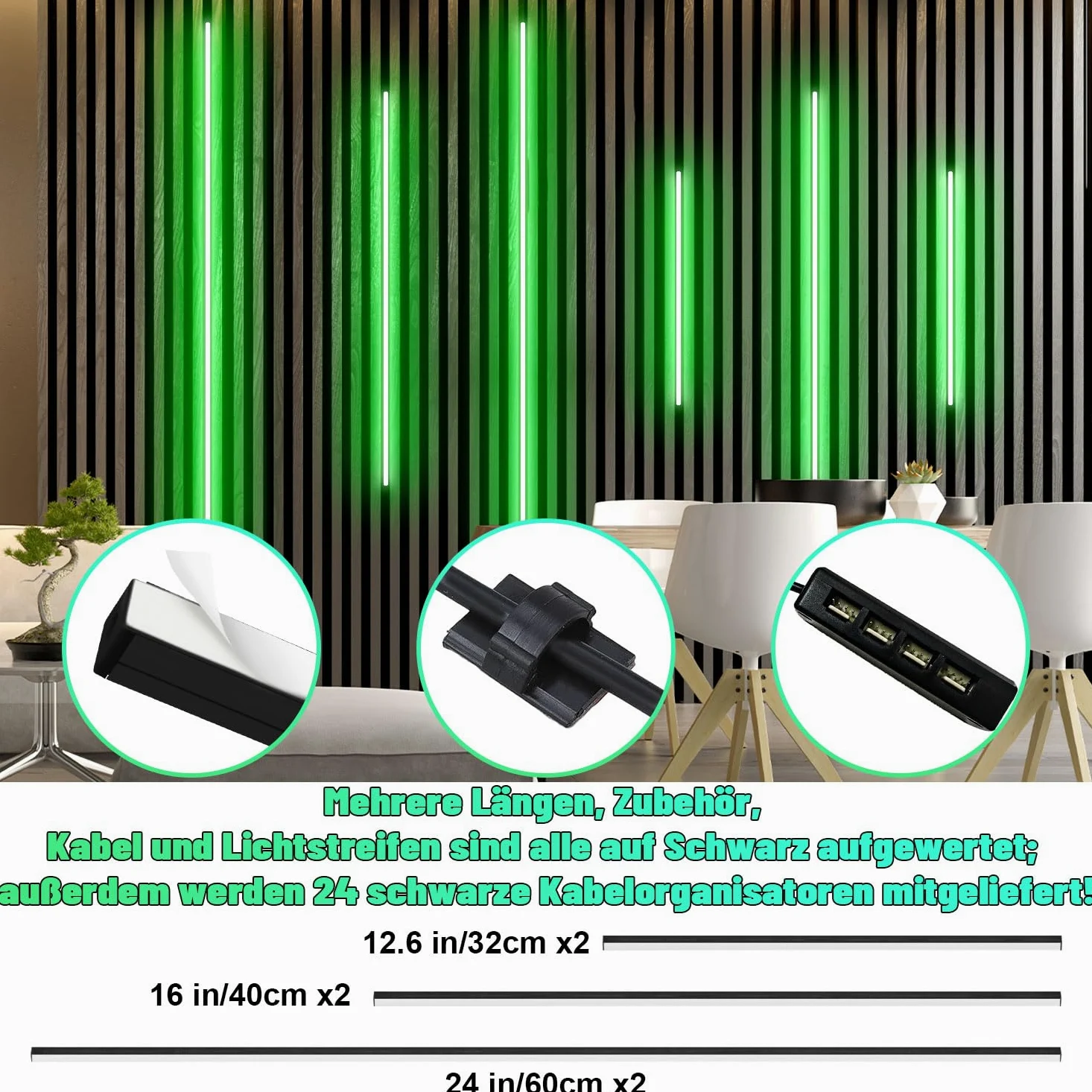 LICHASER 6 Nero Incasso LED Striscia per Pannelli Fonoassorbenti, WiFi Profilo Alluminio per Strisce LED Compatibile con Alexa, Bianca Calda Autoadesiva per Pannelli Acustici (2*32+2*40+2*60 cm)