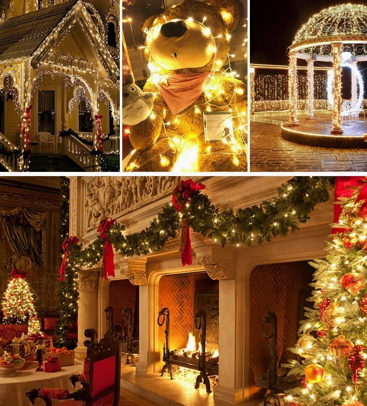 Quntis Luci di Natale da Esterno, 50M 2000 Led Luci Albero di Natale con 8 Modalità, Ip44 Luci Natalizie per Esterno Interno Casa Feste, Bianco Caldo